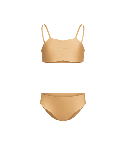 Classic children's swimsuit from Adriana Swimwear in Mini Golden Dust design, with elegant bandeau style